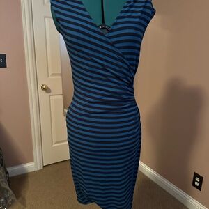 Ann Taylor Blue and Black Striped Dress